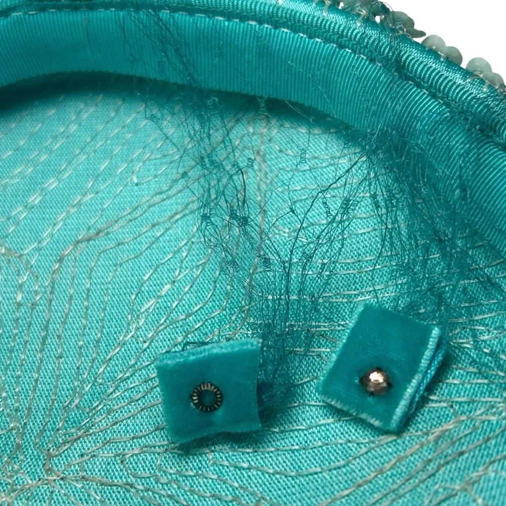 Baby Blue Teal All Sequins Flower Vintage Hat Sequin Cap – Star Pattern - Picture 7 of 7